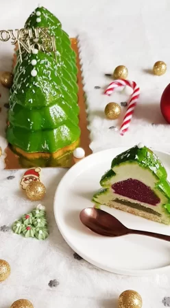 Bûche pistache framboise