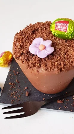 Trompe l'oeil pot de fleur au chocolat