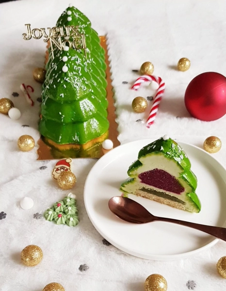 Bûche pistache framboise