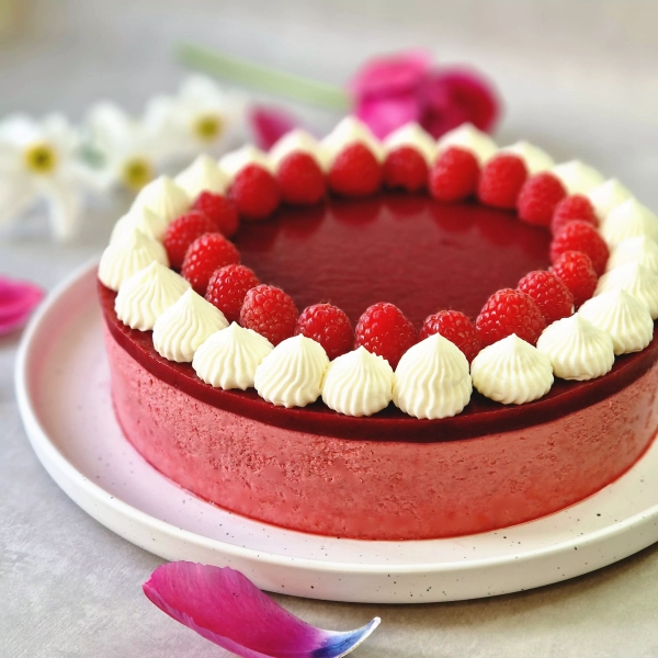 Gâteau mousse framboises