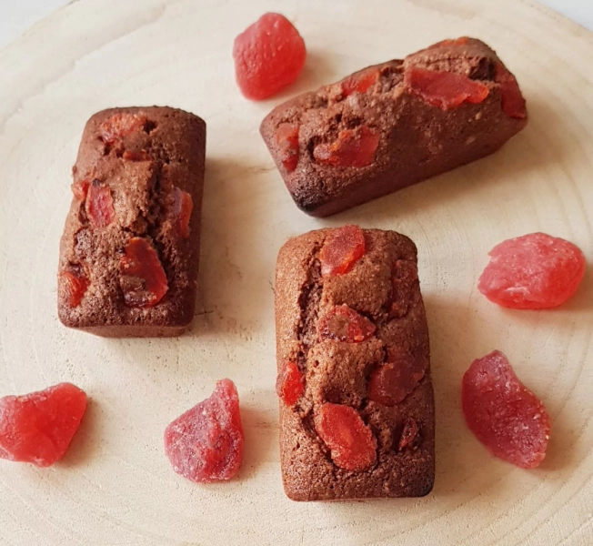 Financiers au chocolat et fraises